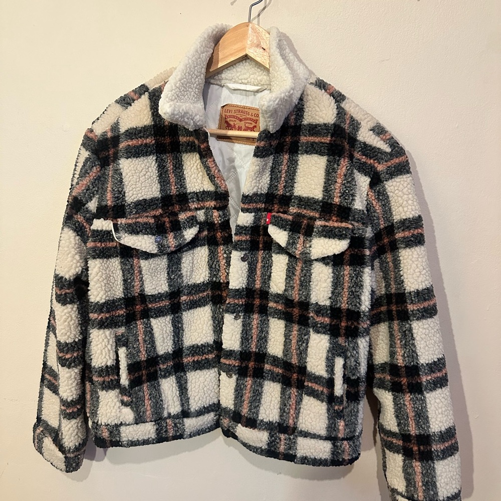 Levi’s Ex-Boyfriend Plaid Sherpa Trucker Jacket